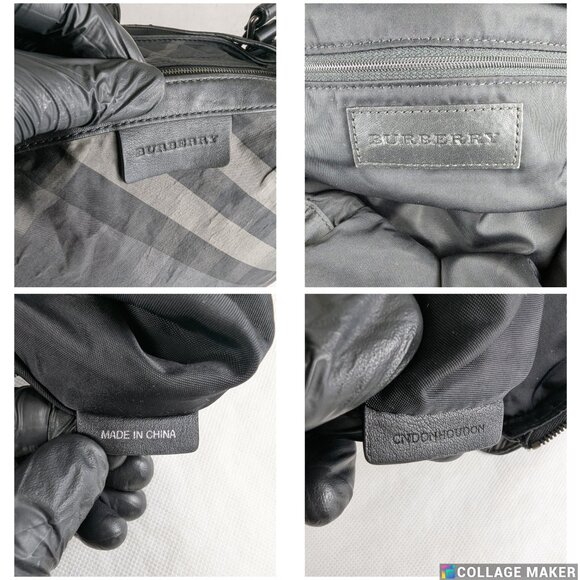 Auth BURBERRY Black/Gray Supernova Check Nylon Buckleigh Tote Bag - Picture 4 of 12